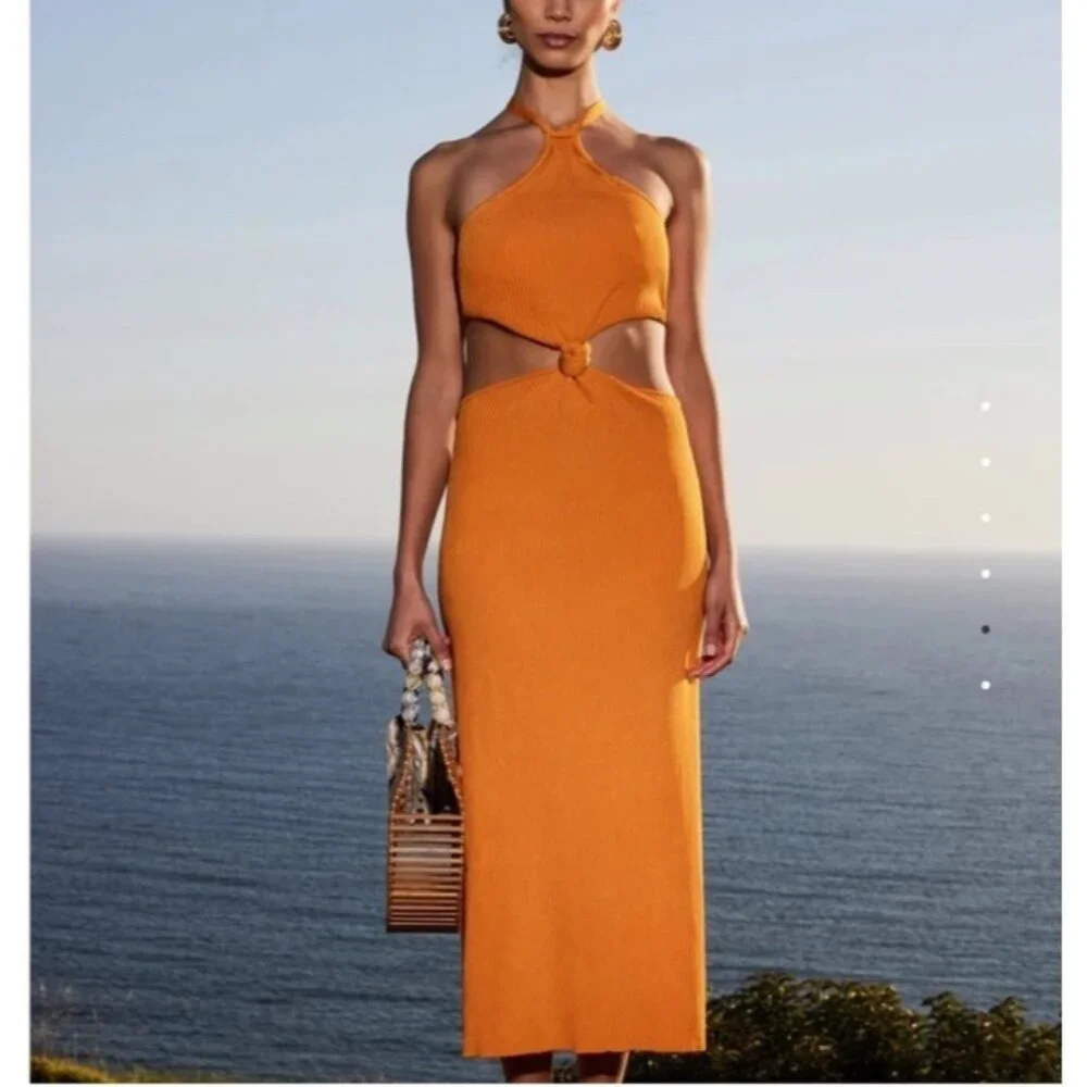 cult gaia orange feather dress MARAYA Ostrich , Feather Prom Dress, Feather Cocktail Dress Feather wedding Dress Orange Feather Dress , bridesmaid dress. 6 US Not mixed mink fur Cult Gaia Orange Harper Feather